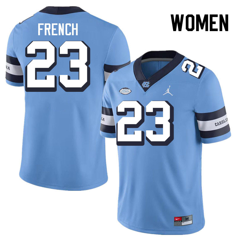 Women #23 Charleston French North Carolina Tar Heels College Football Jerseys Stitched-Throwback